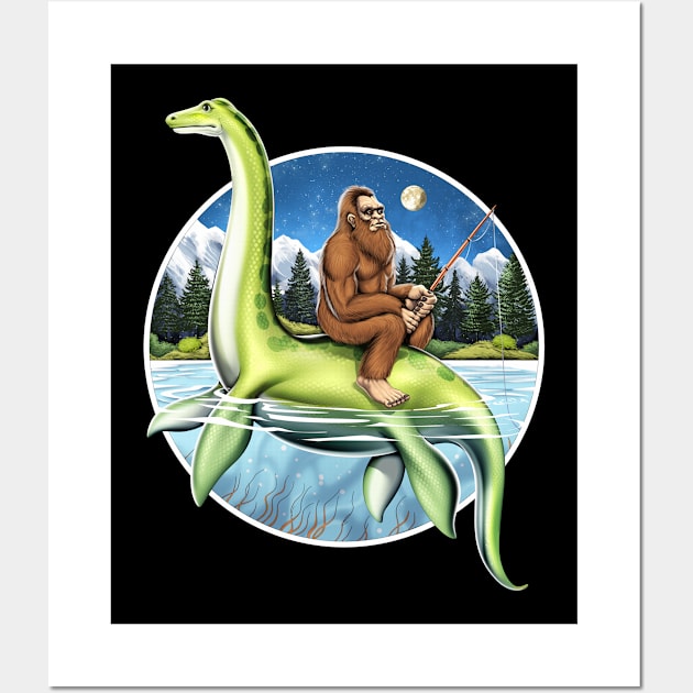 Bigfoot Loch Ness Fishing Wall Art by underheaven